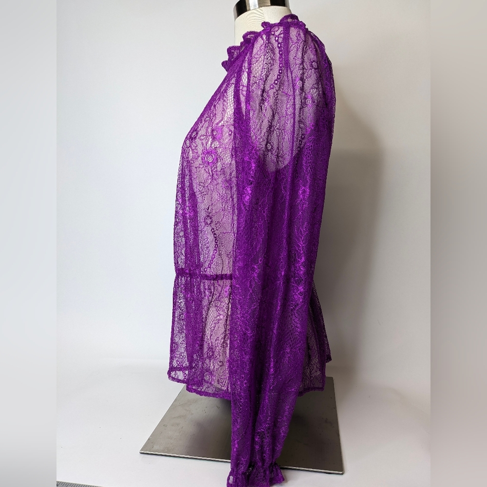 Banana Republic Lace Fuchsia Blouse Size S - Picture 3 of 7